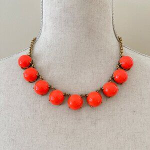 J. Crew Orange Bubble Collar Necklace 17-20" Gold Tone Chain